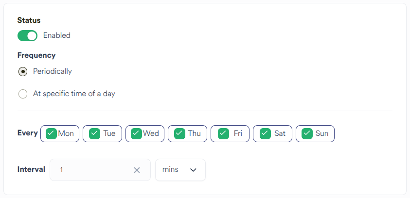 Policies scheduling