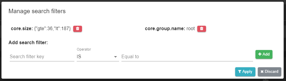 apply filters dialog multiple selected