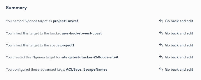 |brand_backend_name| Add External Target Wizard Summary