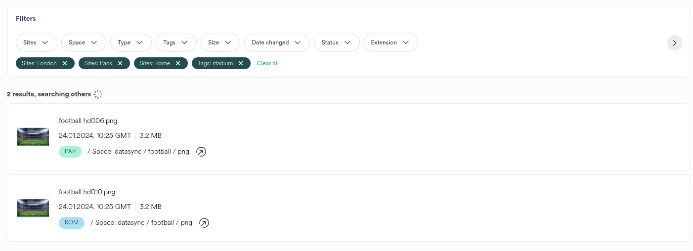 Search Results of Applied Tag Filter