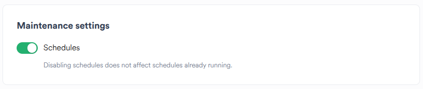 toggle to enable or disable schedules