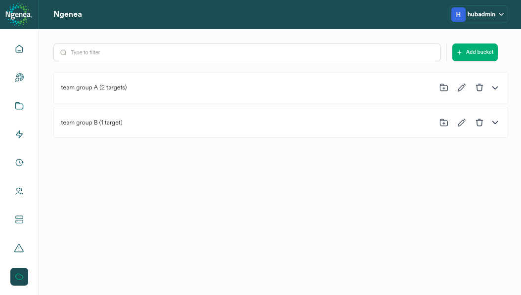 |brand_backend_name| Ngenea Buckets